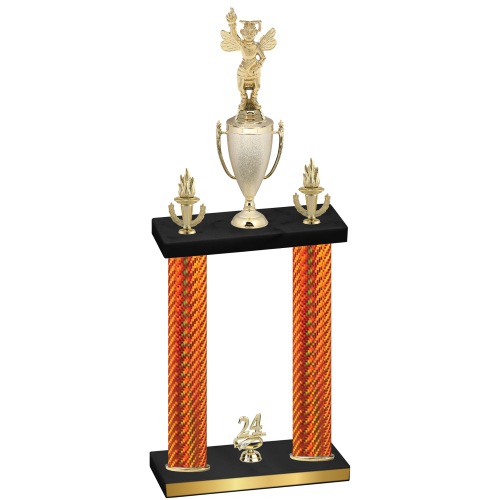 Double Orange Carbon Fiber Year Academics Trophy