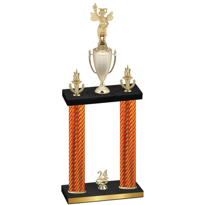 Double Orange Carbon Fiber Year Academics Trophy