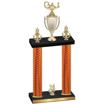 Double Orange Carbon Fiber Year Academics Trophy