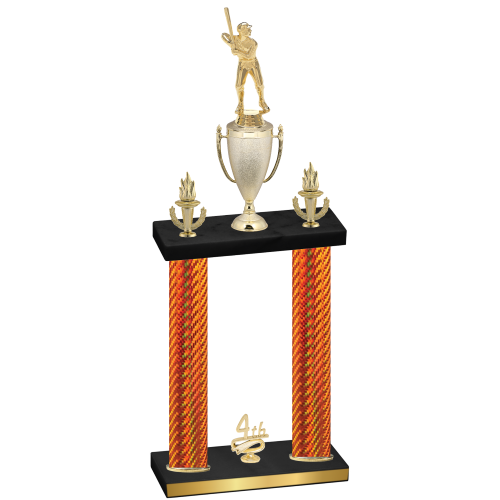 Double Orange Carbon Fiber Fourth Place Baseball Trophy
