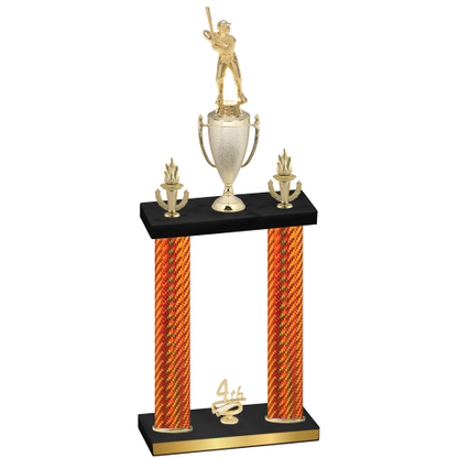 Double Orange Carbon Fiber Fourth Place Baseball Trophy