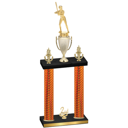 Double Orange Carbon Fiber Second Place Softball Trophy