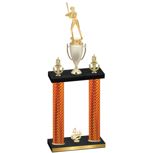 Double Orange Carbon Fiber Fourth Place Softball Trophy