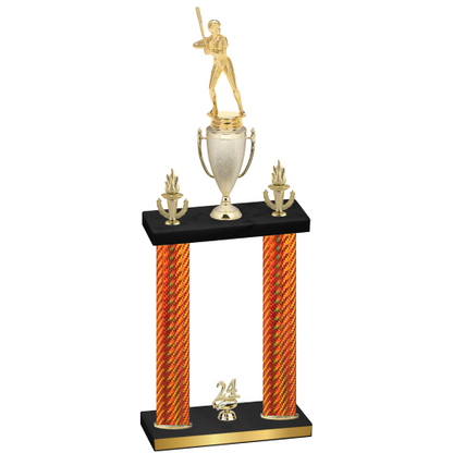 Double Orange Carbon Fiber Year Softball Trophy