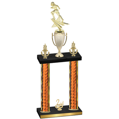Double Orange Glacier Second Place Football Trophy