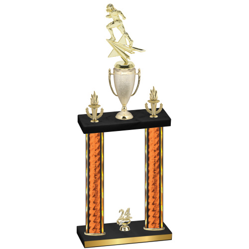 Double Orange Glacier Year Football Trophy