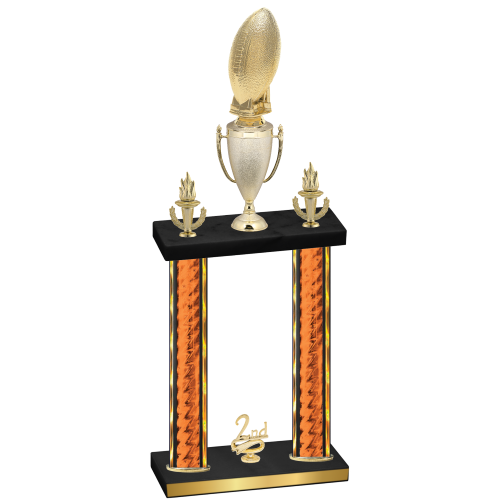 Double Orange Glacier Second Place Football Trophy