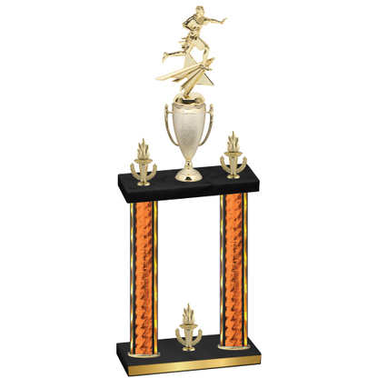 Double Orange Glacier Victory Flag Football Trophy