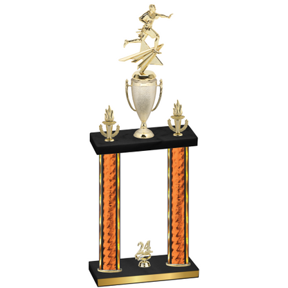 Double Orange Glacier Year Flag Football Trophy