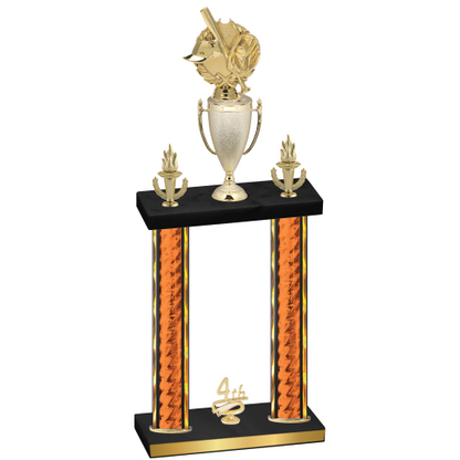 Double Orange Glacier Fourth Place Baseball Trophy