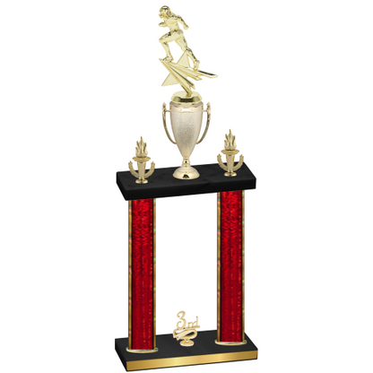 Double Red Glacier Third Place Football Trophy