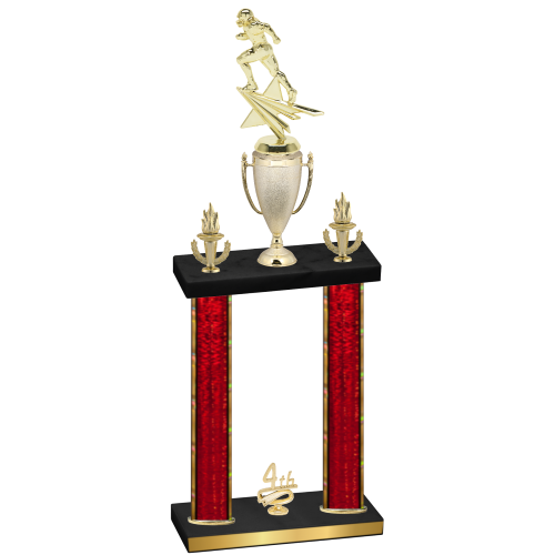 Double Red Glacier Fourth Place Football Trophy