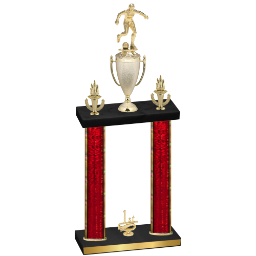 Double Red Glacier First Place Soccer Trophy