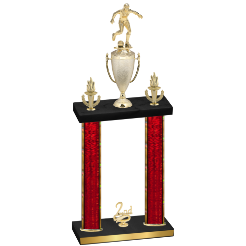 Double Red Glacier Second Place Soccer Trophy