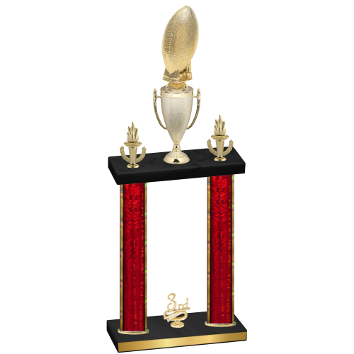 Double Red Glacier Third Place Football Trophy