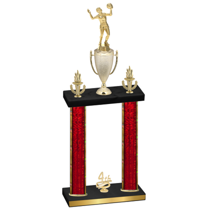 Double Red Glacier Fourth Place Volleyball Trophy