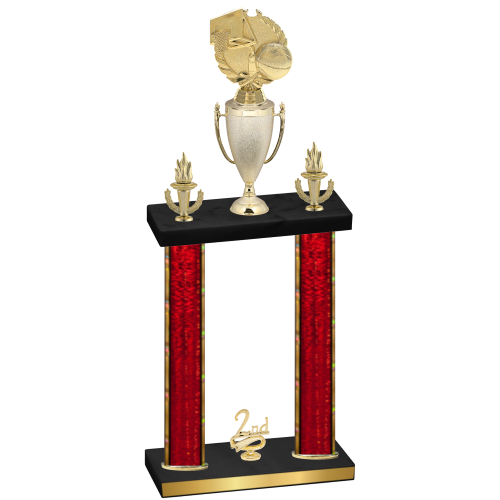 Double Red Glacier Second Place Basketball Trophy