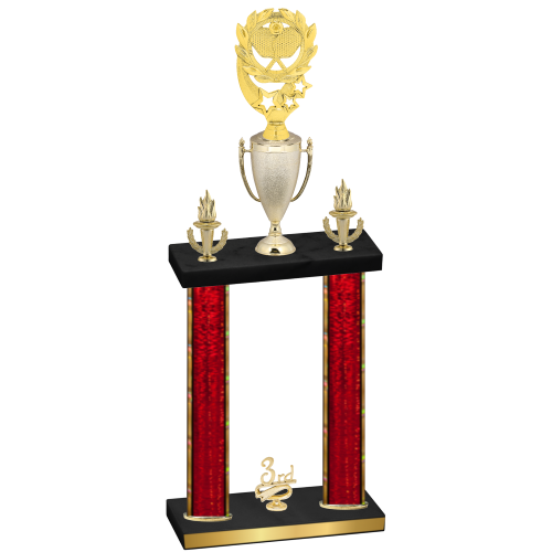 Double Red Glacier Third Place Pickleball Trophy