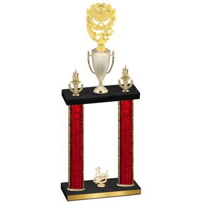Double Red Glacier Third Place Pickleball Trophy