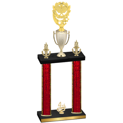 Double Red Glacier Fourth Place Pickleball Trophy
