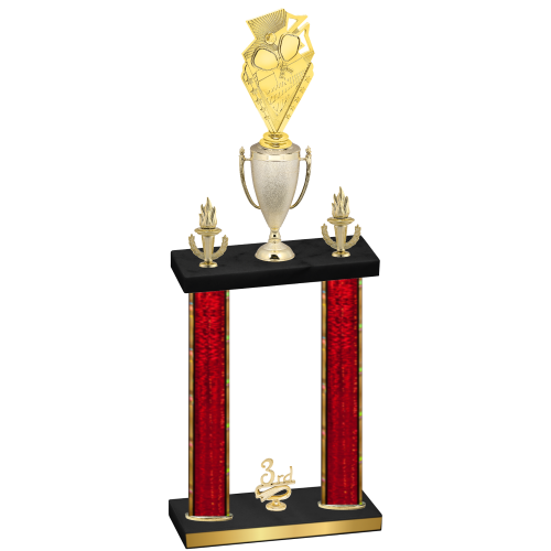 Double Red Glacier Third Place Pickleball Trophy