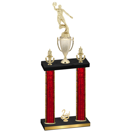 Double Red Glacier Second Place Basketball Trophy