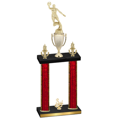 Double Red Glacier Third Place Basketball Trophy