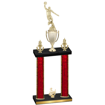 Double Red Glacier Third Place Basketball Trophy