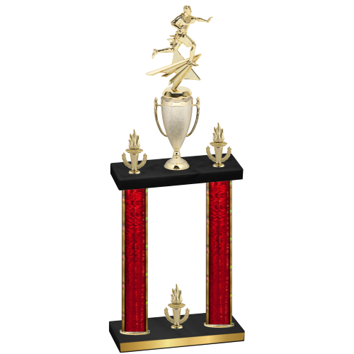 Double Red Glacier Victory Flag Football Trophy