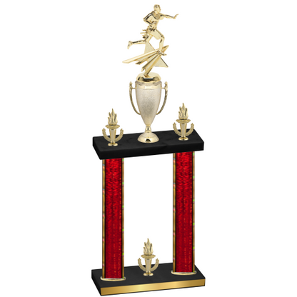 Double Red Glacier Victory Flag Football Trophy