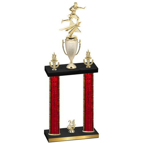 Double Red Glacier Year Flag Football Trophy