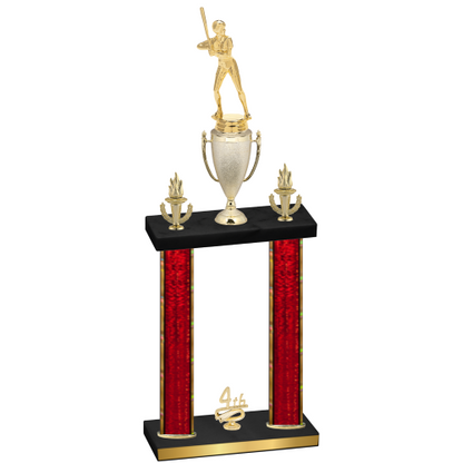 Double Red Glacier Fourth Place Softball Trophy