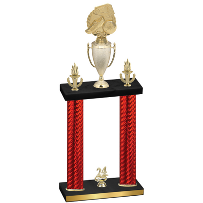Double Red Carbon Fiber Year Soccer Trophy