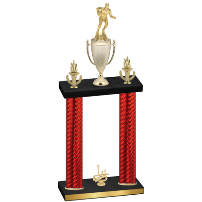 Double Red Carbon Fiber First Place Rugby Trophy
