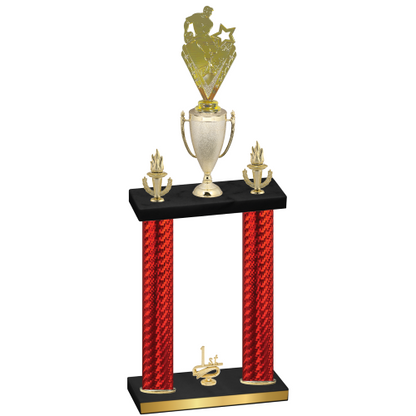 Double Red Carbon Fiber First Place Rugby Trophy