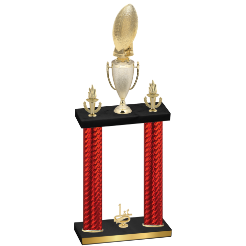 Double Red Carbon Fiber First Place Football Trophy