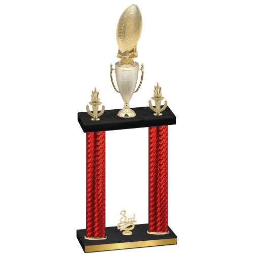 Double Red Carbon Fiber Third Place Football Trophy