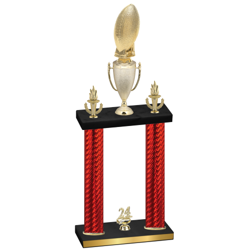 Double Red Carbon Fiber Year Football Trophy