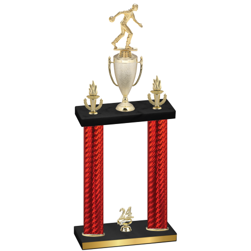 Double Red Carbon Fiber Year Bowling Trophy