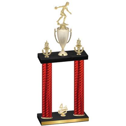 Double Red Carbon Fiber Fourth Place Bowling Trophy