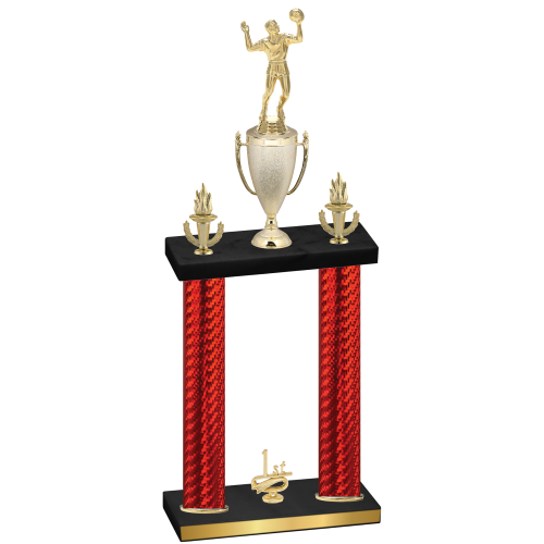 Double Red Carbon Fiber First Place Volleyball Trophy