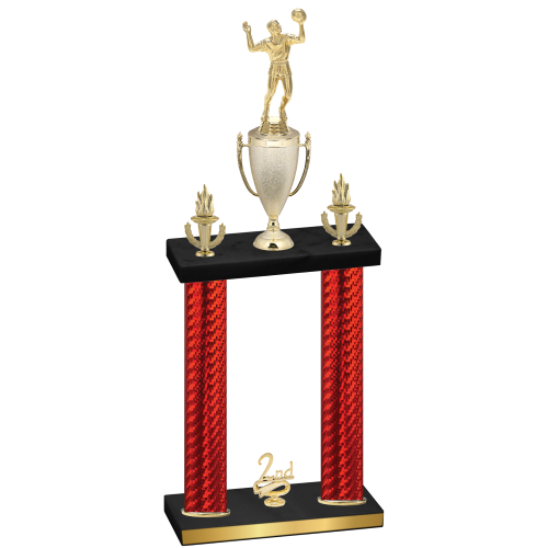 Double Red Carbon Fiber Second Place Volleyball Trophy