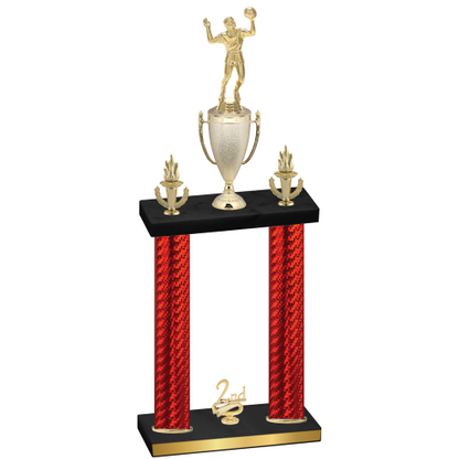 Double Red Carbon Fiber Second Place Volleyball Trophy