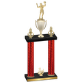 Double Red Carbon Fiber Third Place Volleyball Trophy