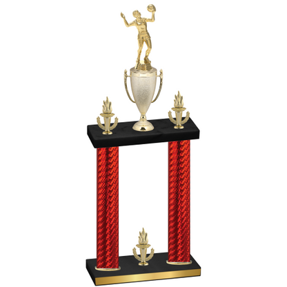 Double Red Carbon Fiber Victory Volleyball Trophy