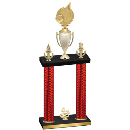 Double Red Carbon Fiber Fourth Place Volleyball Trophy