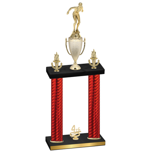 Double Red Carbon Fiber Fourth Place Tennis Trophy