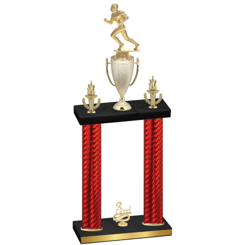 Double Red Carbon Fiber Third Place Football Trophy