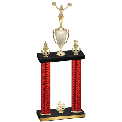 Double Red Carbon Fiber Fourth Place Cheerleading Trophy