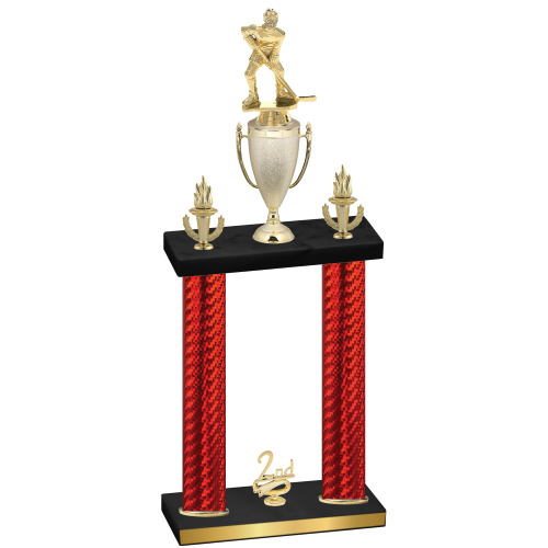 Double Red Carbon Fiber Second Place Hockey Trophy